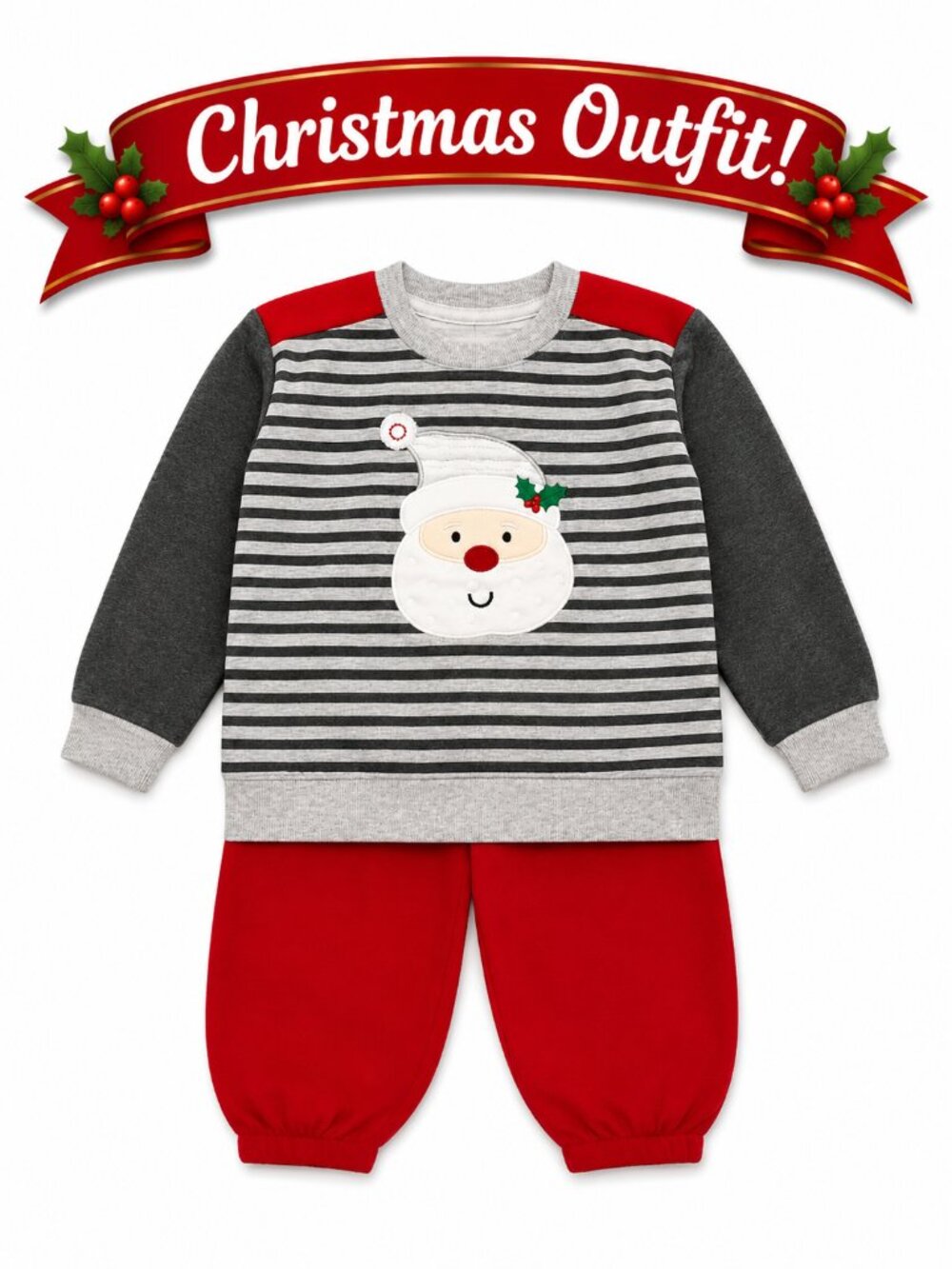 NWT Baby Essentials Toddler Boy Christmas Holiday 2-Piece Set Santa Outfit Size